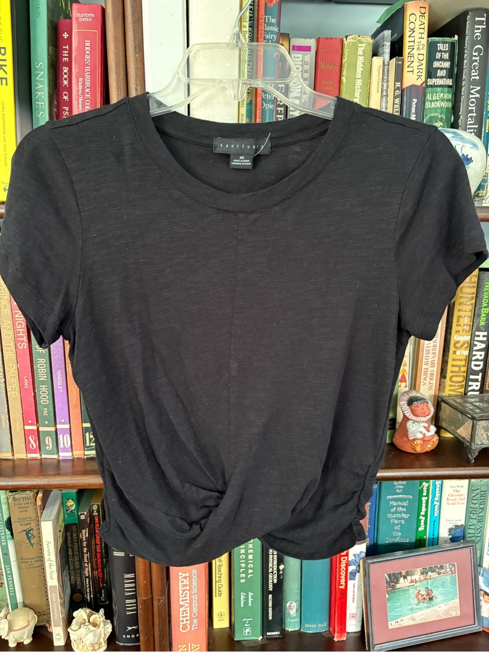 Sanctuary Black Twist-Front Short Sleeve Top XS